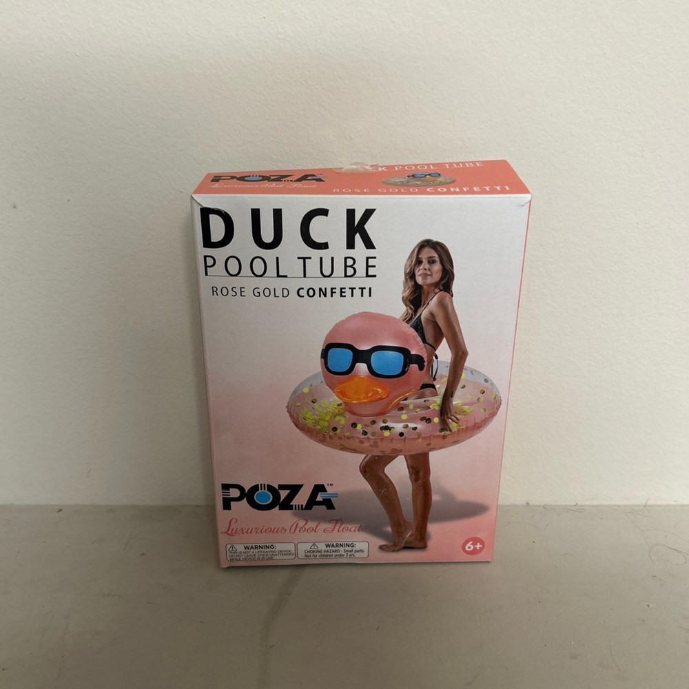 POZA Duck Pool Tube with Rose Gold Confetti